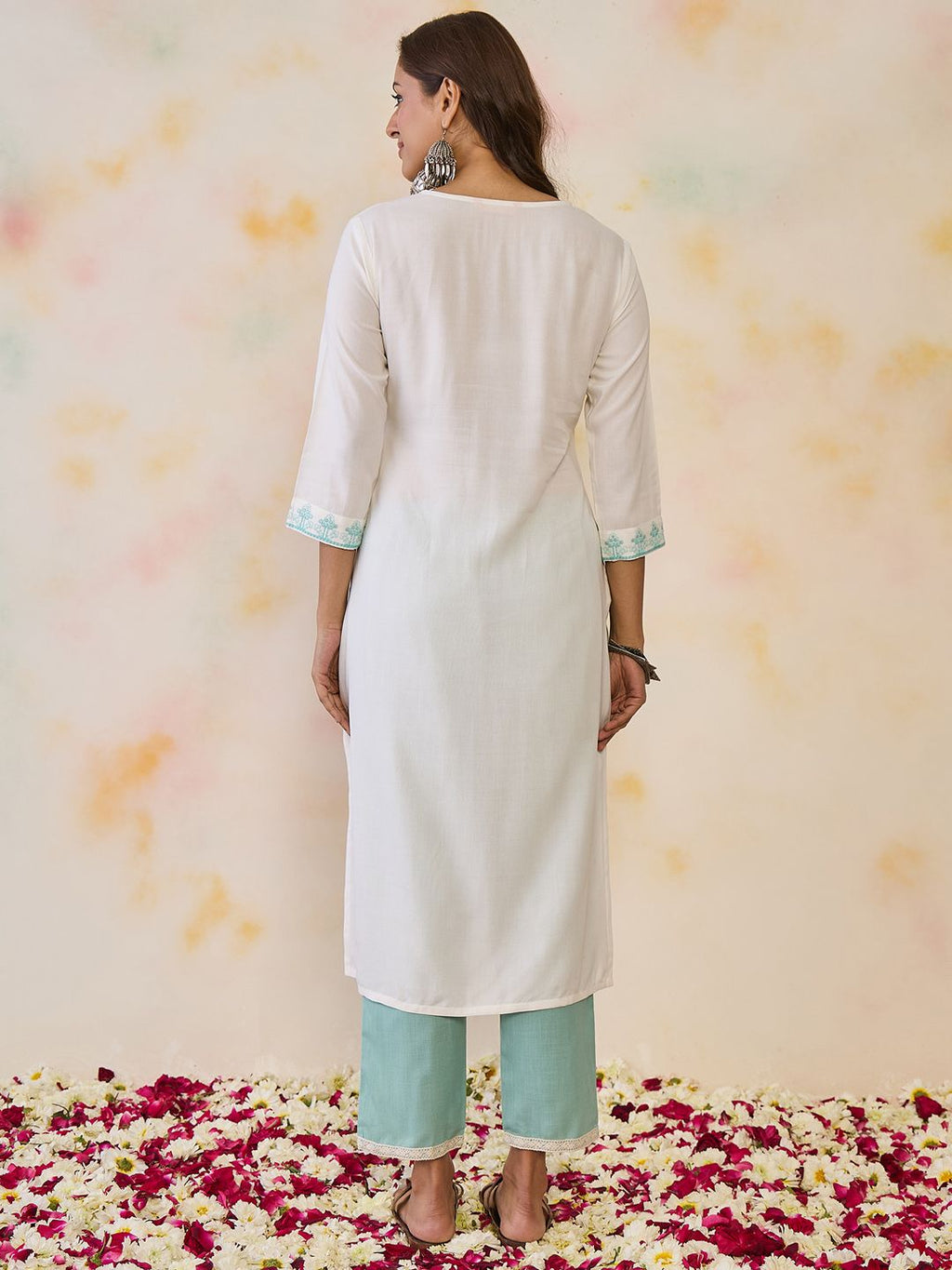 Indo Era Women Ethnic Motifs Embroidered Sequinned Floral Kurta | Grocsy