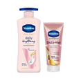 Vaseline Healthy Bright Daily Brightening Body Lotion & Gluta-Hya Dewy Radiance Serum-In-Lotion Combo | Grocsy
