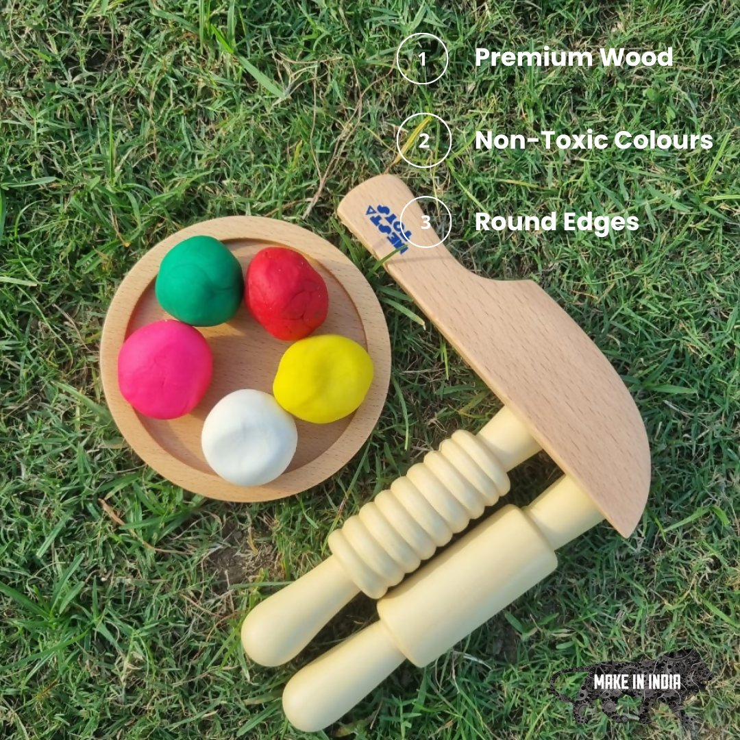 Nesta Toys Play Dough Tools, Wooden Tools for Clay, Montessori Toys (18 Months +) | Grocsy