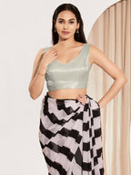 Joban Fashion Silver Mulberry Silk Padded Blouse With Sweetheart Neck Sleeveless | Grocsy