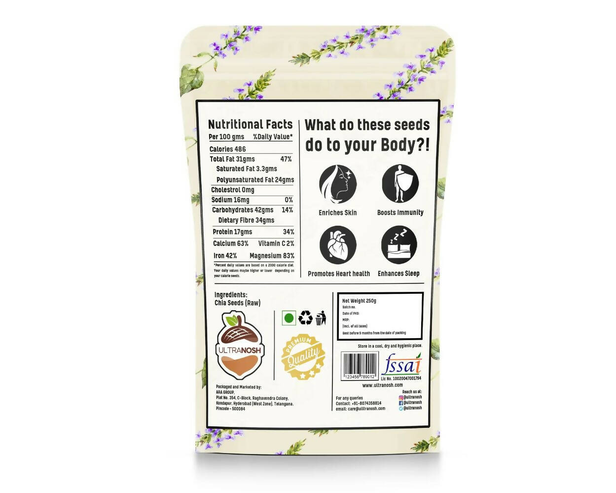 Ultranosh Premium Quality Chia Seeds | Grocsy