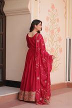 Joban Fashion Pink Georgette Sequence Embroidery Work Kurta Set | Grocsy