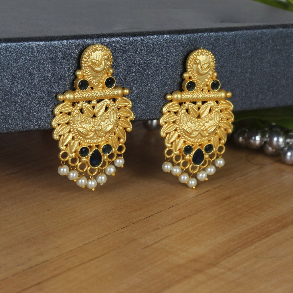 Joban Fashion Women Matte Gold Brass Earrings | Grocsy