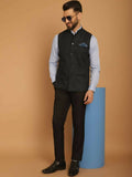 Even Apparels Pure Wool Nehru Jacket - Blue | Grocsy