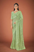 Vamsee Green Georgette Designer Saree | Grocsy