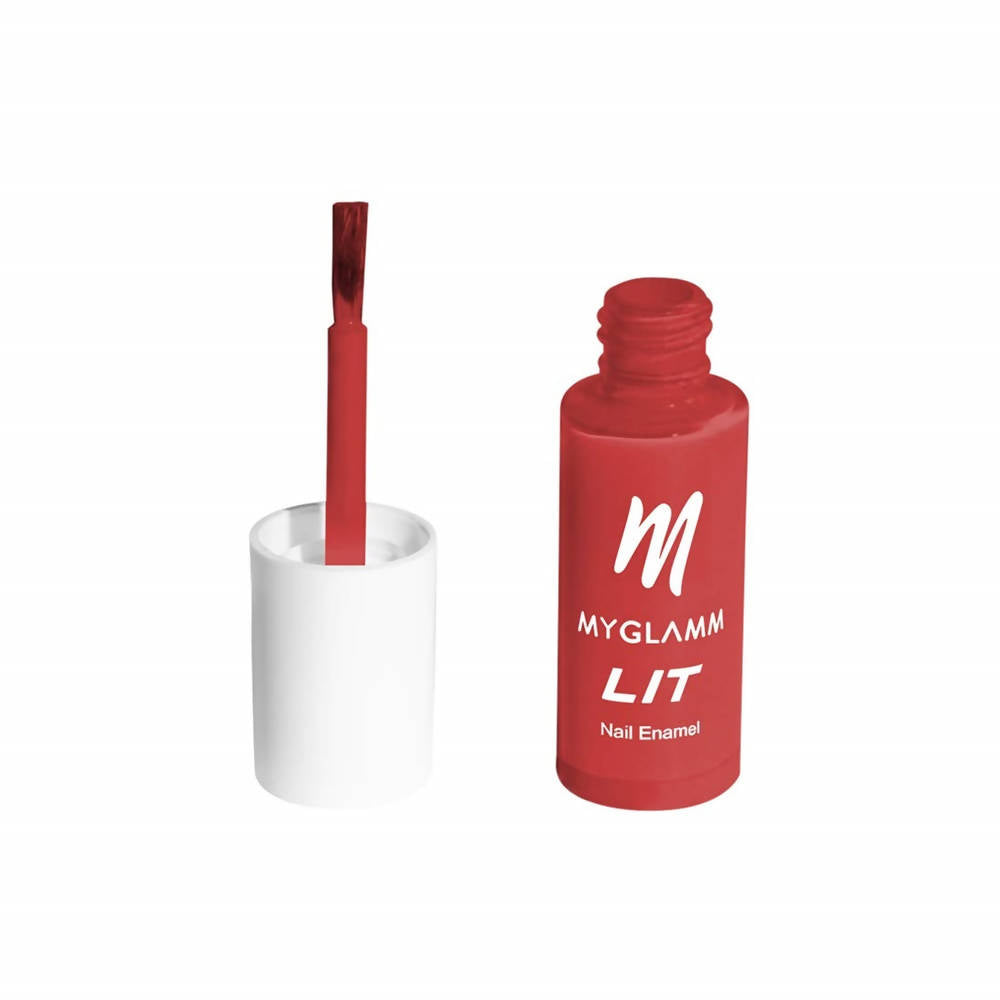 MYGLAMM LIT Nail Enamel - Rad - Crimson Red Shade (7 Ml) | Grocsy