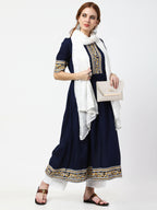 Cheera Embellished Party Wear Anarkali Dress - Navy Blue | Grocsy