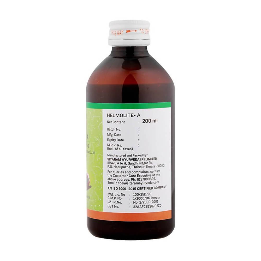 Sitaram Ayurveda Helmolite-A Syrup | Grocsy