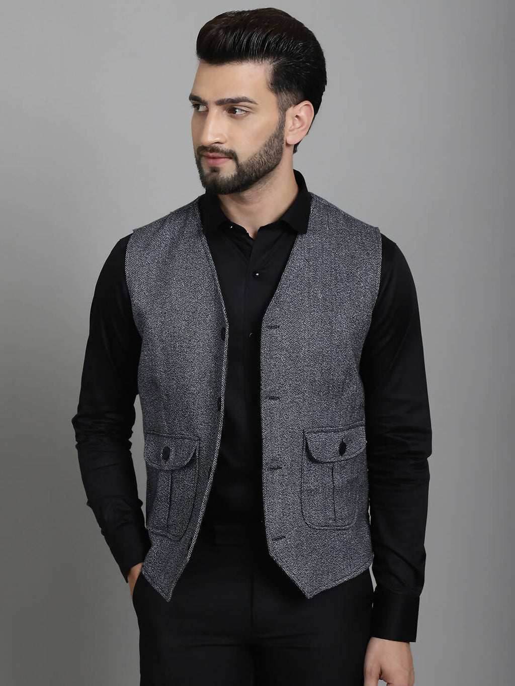 Even Apparels Solid Waistcoat - Grey | Grocsy