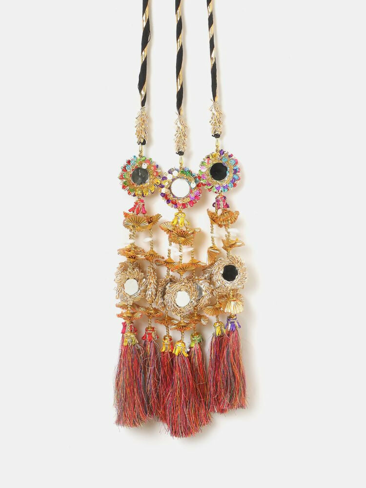 Ruby Raang Colorful Gold Work Parandi | Grocsy