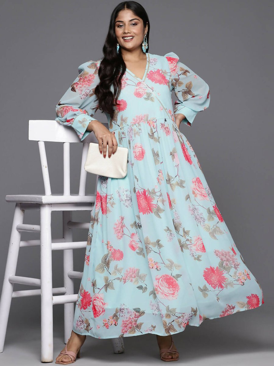 Ahalyaa Women's Traditional wear Ethnic Dress - Blue | Grocsy