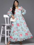 Ahalyaa Women's Traditional wear Ethnic Dress - Blue | Grocsy