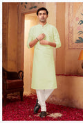 Joban Fashion Light Green Art Silk Kurta Pyjama | Grocsy