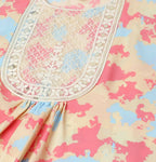 Beige & Pink Poly Crepe Digital Printed Top with Matching Bottom - Preeti | Grocsy