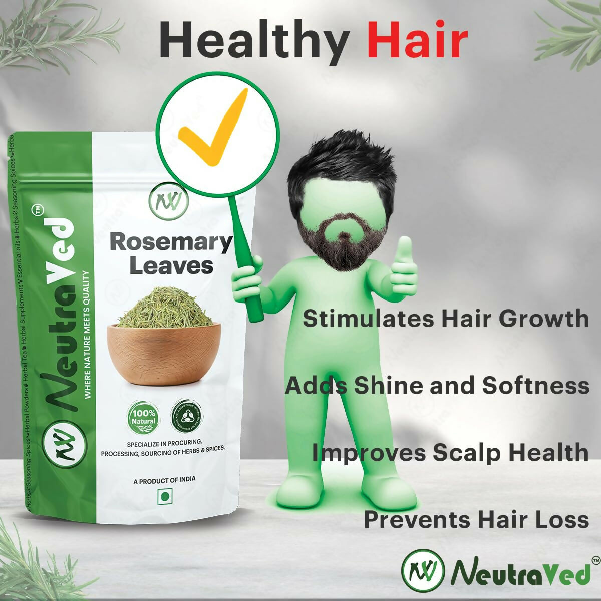 NeutraVed Rosemary Leaves For Hair Growth & Hair Fall Control | Grocsy