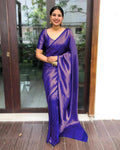 DEIANA'S Beautiful Designer Golden zari Soft Lichi Silk Saree - Royal Blue | Grocsy