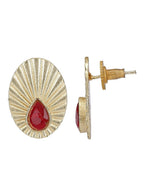 Joban Fashion Women Miny Size Red Stone Matte Gold Earrings | Grocsy