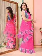 Partywear Designer Pink Net Fancy Saree - Dyuti | Grocsy