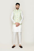 Joban Fashion Green Colored Art Silk Based Full Embroidered Work Men's Jacket | Grocsy