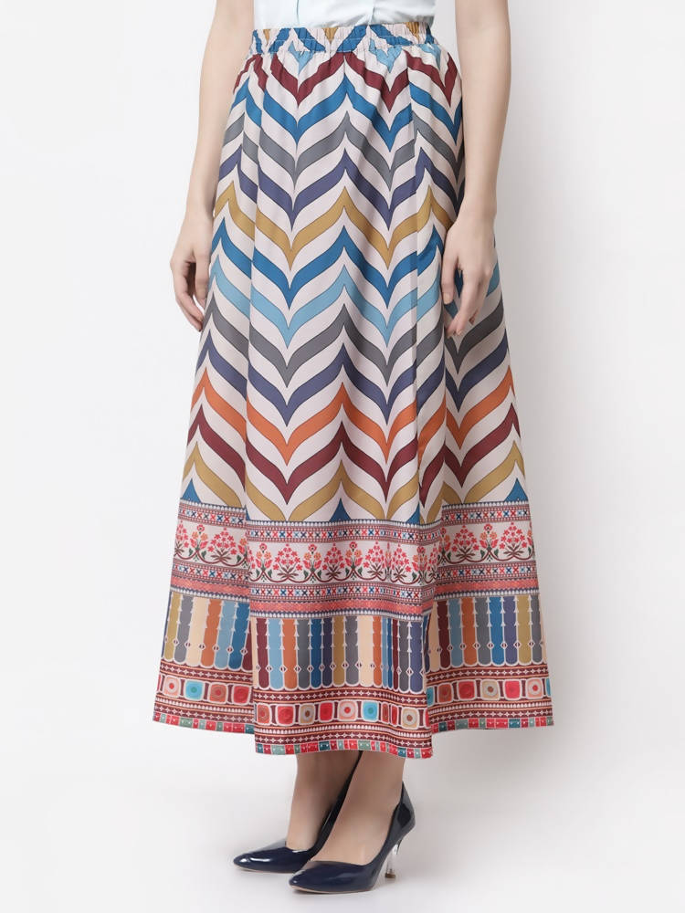 Myshka Muticolored Silk blend Printed Skirt | Grocsy