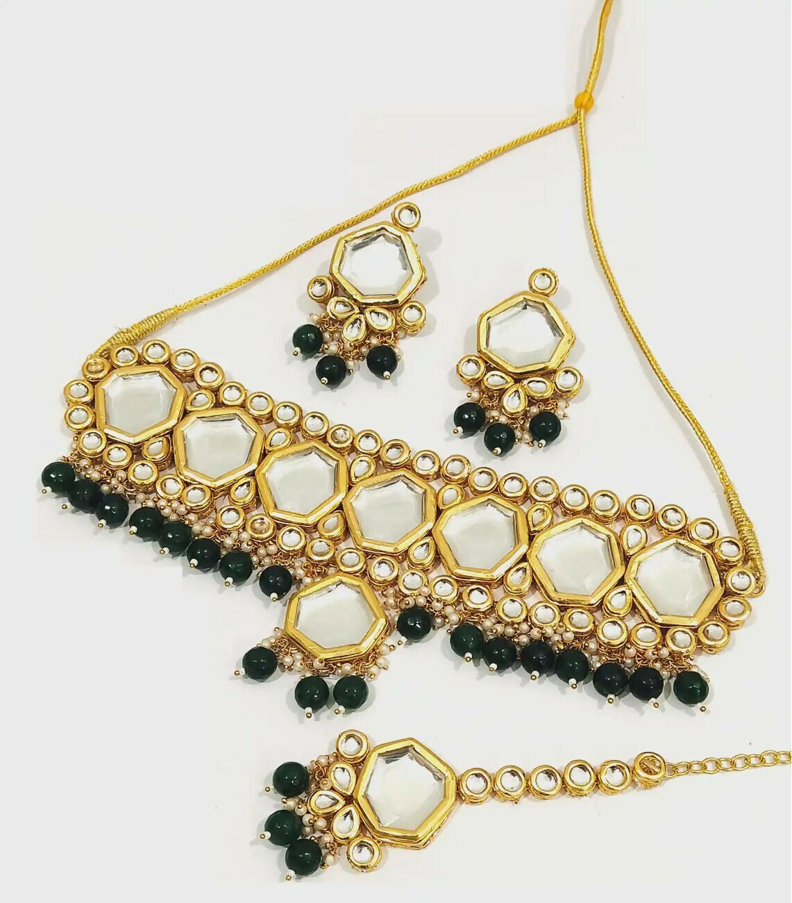Joban Fashion Hand Made High Quality Gold Plated Base Metal Alloy Kundan Stone Studded Kundan Jewellery Set | Grocsy