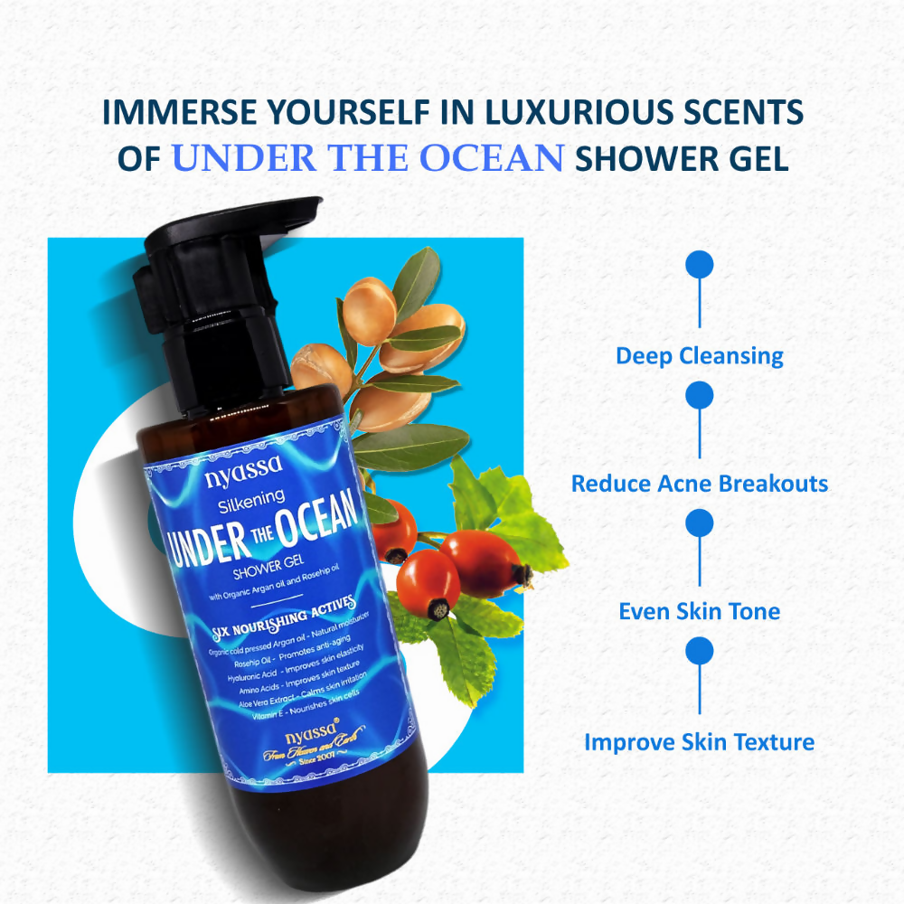 Nyassa Silkening Under The Ocean Shower Gel With Organic Argan Oil And Rosehip Oil | Grocsy