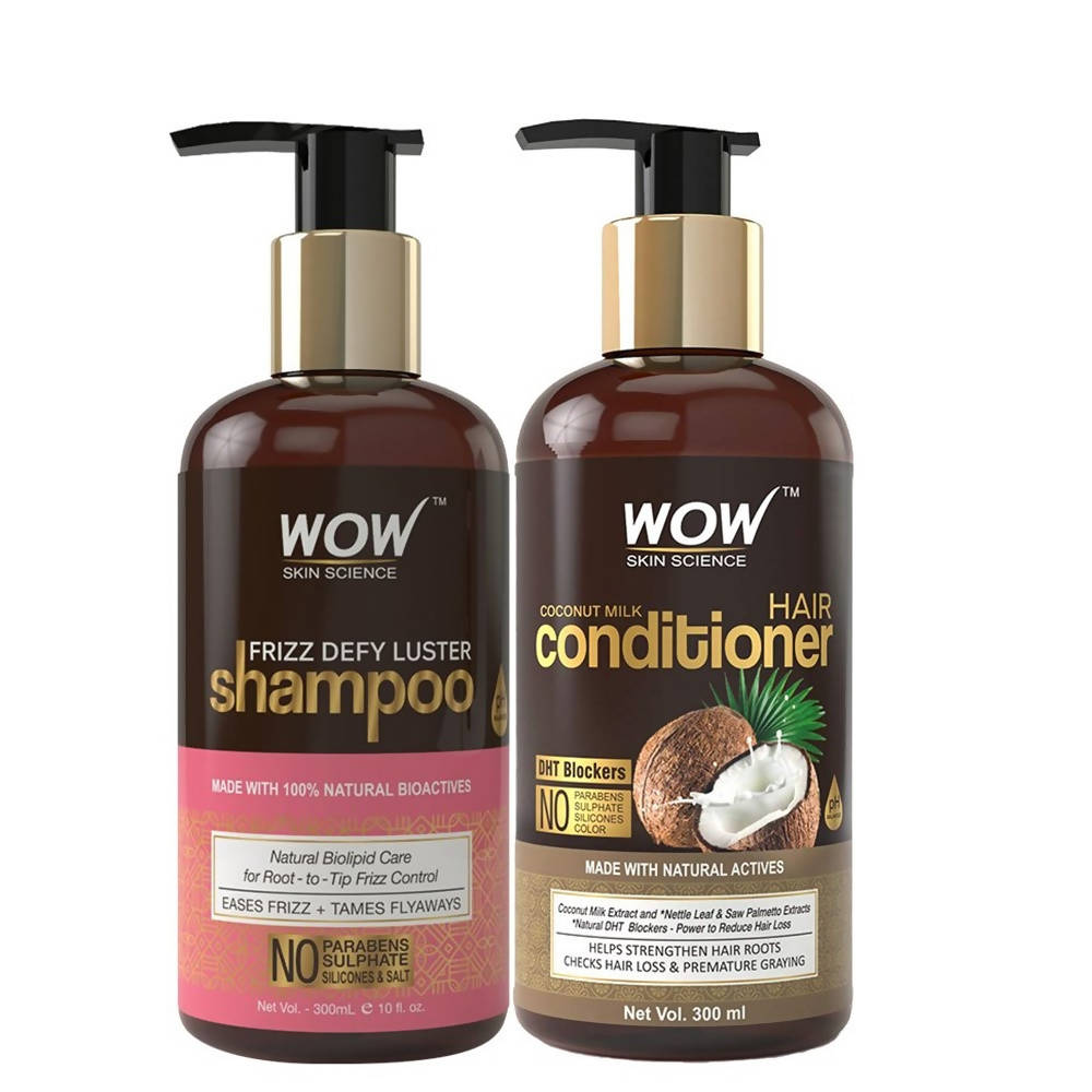 Wow Skin Science Frizz Defy Luster Shampoo and Coconut Milk Hair Conditioner | Grocsy