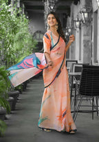stylish Casual Orange Imported georgette Ready to Wear Fancy Saree - Ashwini | Grocsy