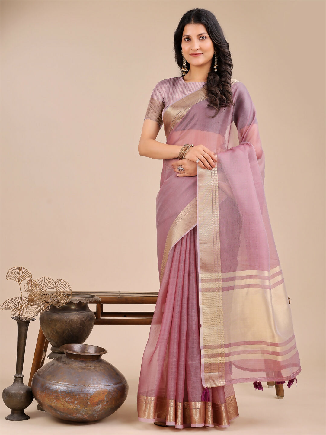 Shree Shyam Fashion Seoul Purple Organza Saree | Grocsy