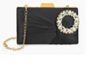 Joban Fashion Luxurious Satin Evening Clutch With Detachable Chain Strap - Black | Grocsy