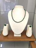Inhanns Crystal Bloom – Single Line Necklace + Studs - Dark Green | Grocsy