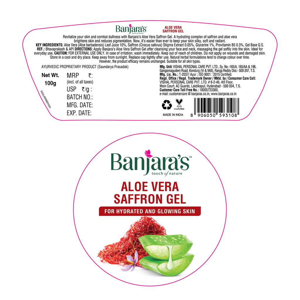 Banjara's Aloe Vera Saffron Gel | Grocsy