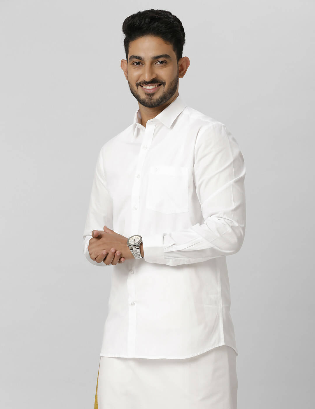 Ramraj Cotton Mens Fullsleeve White Shirt Pus Size | Grocsy