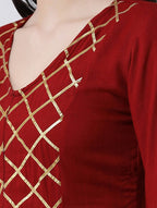 Cheera Maroon A-Line kurta With Palazzo Pant Set (CH129KP) | Grocsy