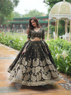 Lorenvalley Mahendi Rangoli Silk Heavy Sequins & Thread Embroidered work Lehenga Choli | Grocsy