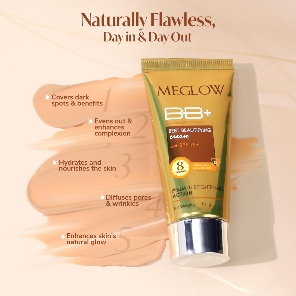 Meglow Best Beautifying BB+ Cream with SPF 15+ | Grocsy