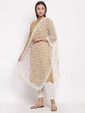 Myshka Women's White Net Solid Casual Dupatta | Grocsy