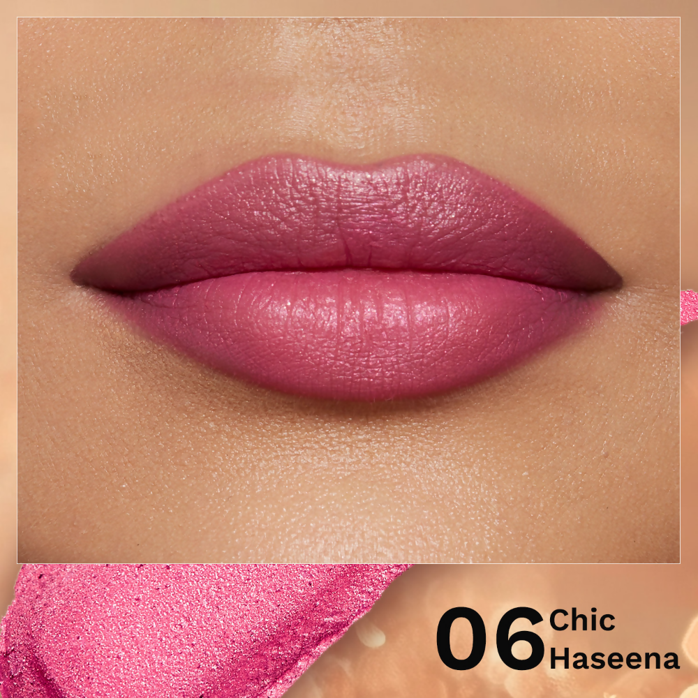 Pilgrim Glitter Lipstick With Matte Finish - Chic Haseena06 | Grocsy