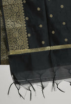 Mominos Fashion Moeza Women's Banarsi Silk Woven Design Black Dupatta | Grocsy