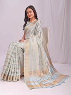 Shree Shyam Fashion Organza Sky Blue Saree | Grocsy