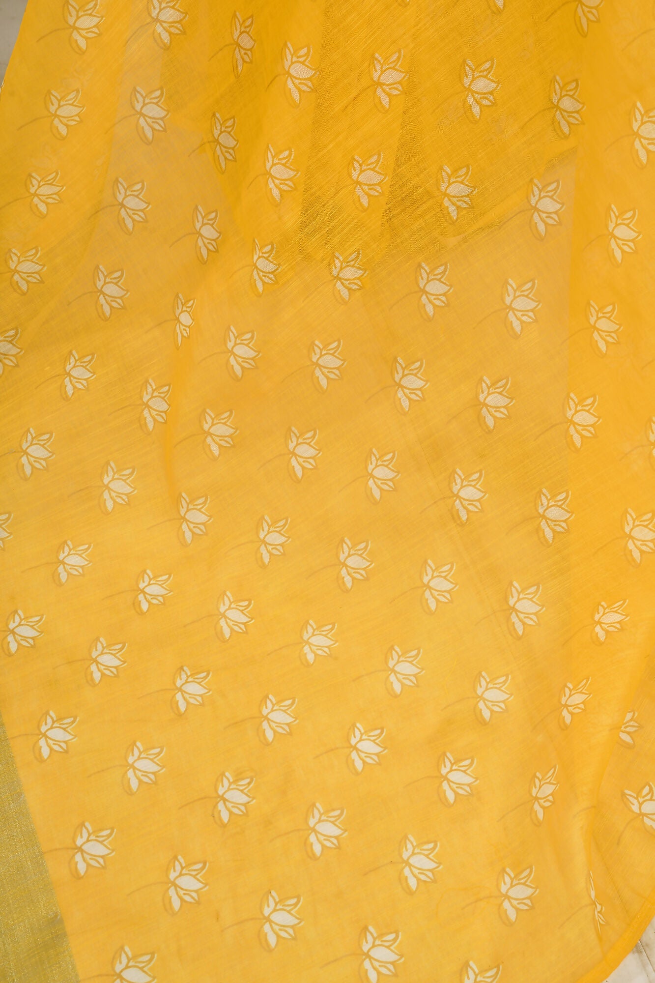 Vastranavya Yellow Digital Printed Linen Ready To Wear Designer Saree with Unstitched Blouse | Grocsy