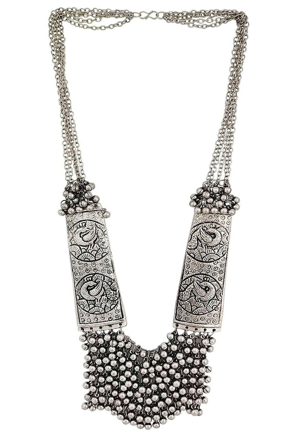 Mominos Fashion Joharkamal Oxidised Ghungroo Design Long Statement Necklace For Women & Girls | Grocsy