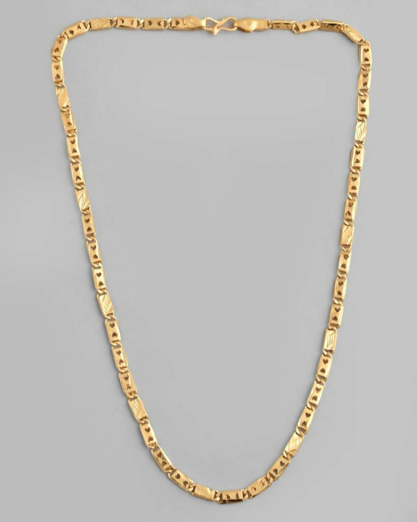 VOJ Gold-Polished Biscuit Chain With Hearts | Grocsy