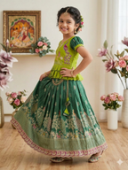 Teeya Creation New Kids Green Color Little Deer Forest Fantasy Lehenga Choli Set -Green | Grocsy