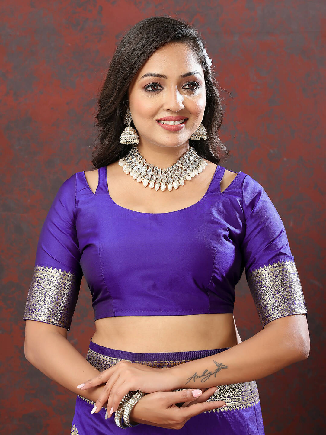 Lorenvalley Fashion Purple Soft Silk Woven Design Gold Zari Weaving Saree | Grocsy