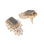 Nuyug 22K Gold Plated Labradorite Stone Contemporary Stud Earrings | Grocsy