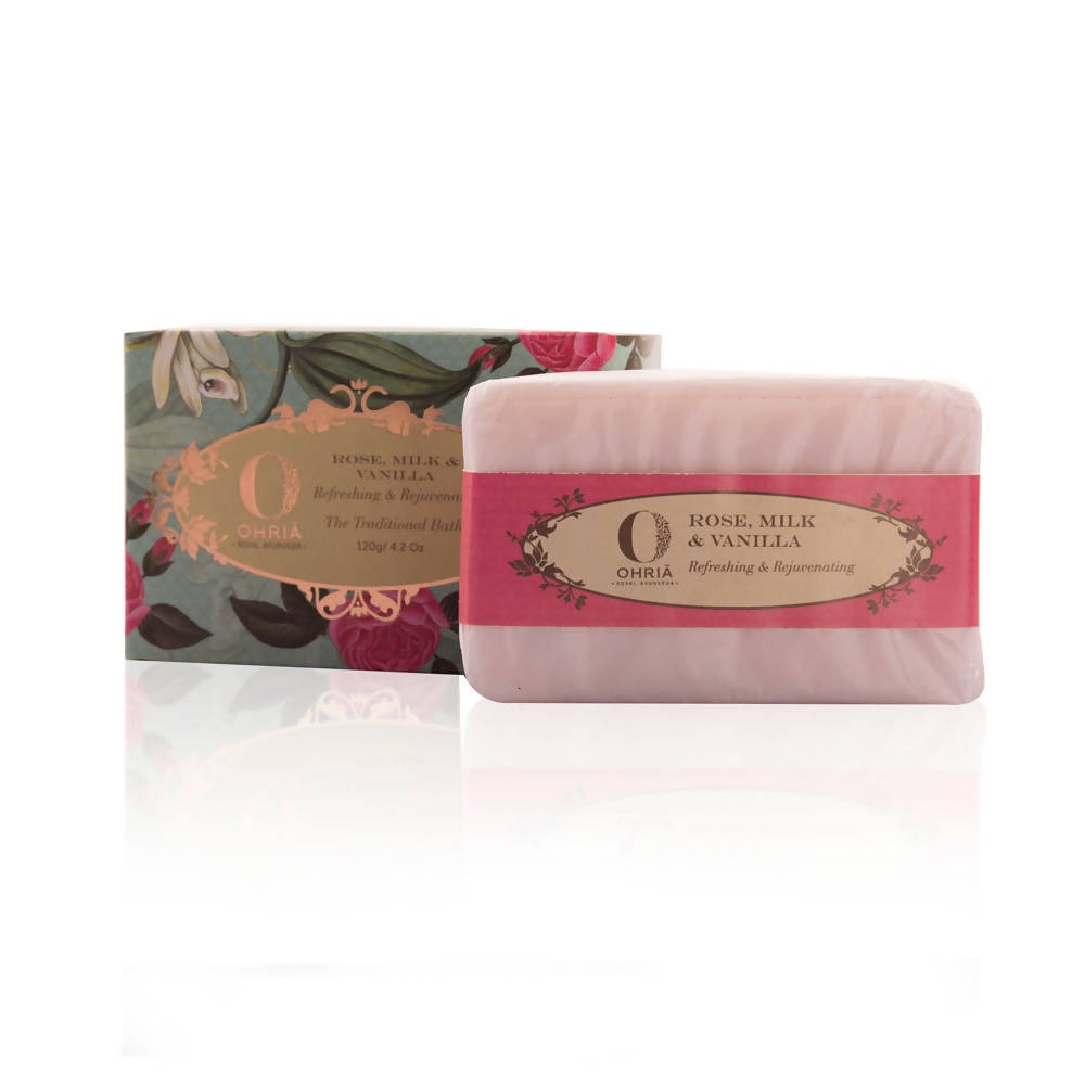 Ohria Ayurveda Rose Milk And Vanilla Bathing Bar | Grocsy