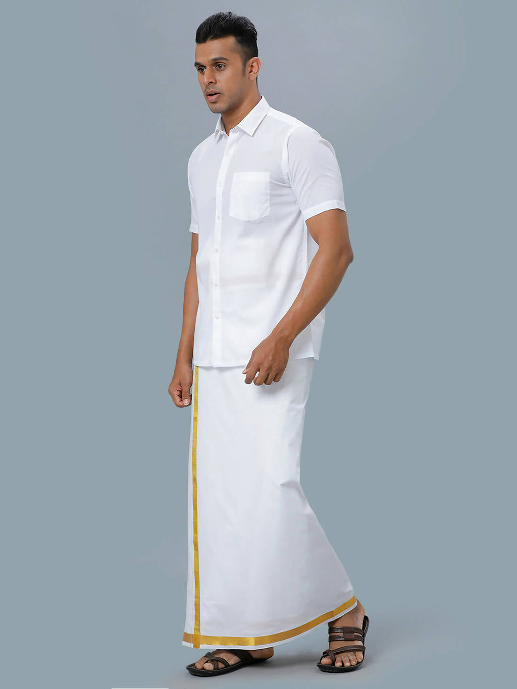 Ramraj Cotton Mens Half Sleeve Formal 100 % Cotton White Shirt | Grocsy