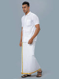 Ramraj Cotton Mens Half Sleeve Formal 100 % Cotton White Shirt | Grocsy