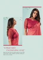 Peach Barbarie Chiffon Solid Saree With Unstitched Blouse Piece - Norita Ikshita | Grocsy